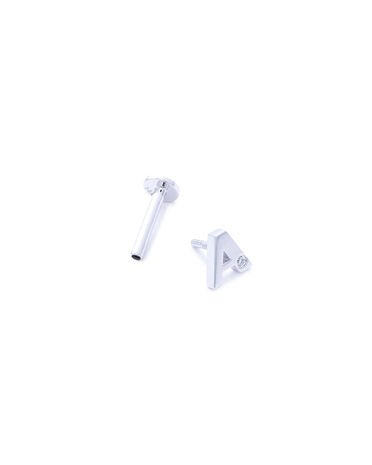 Covetear Deco Letter - A Cartilage Earring#material_14k_White_Gold