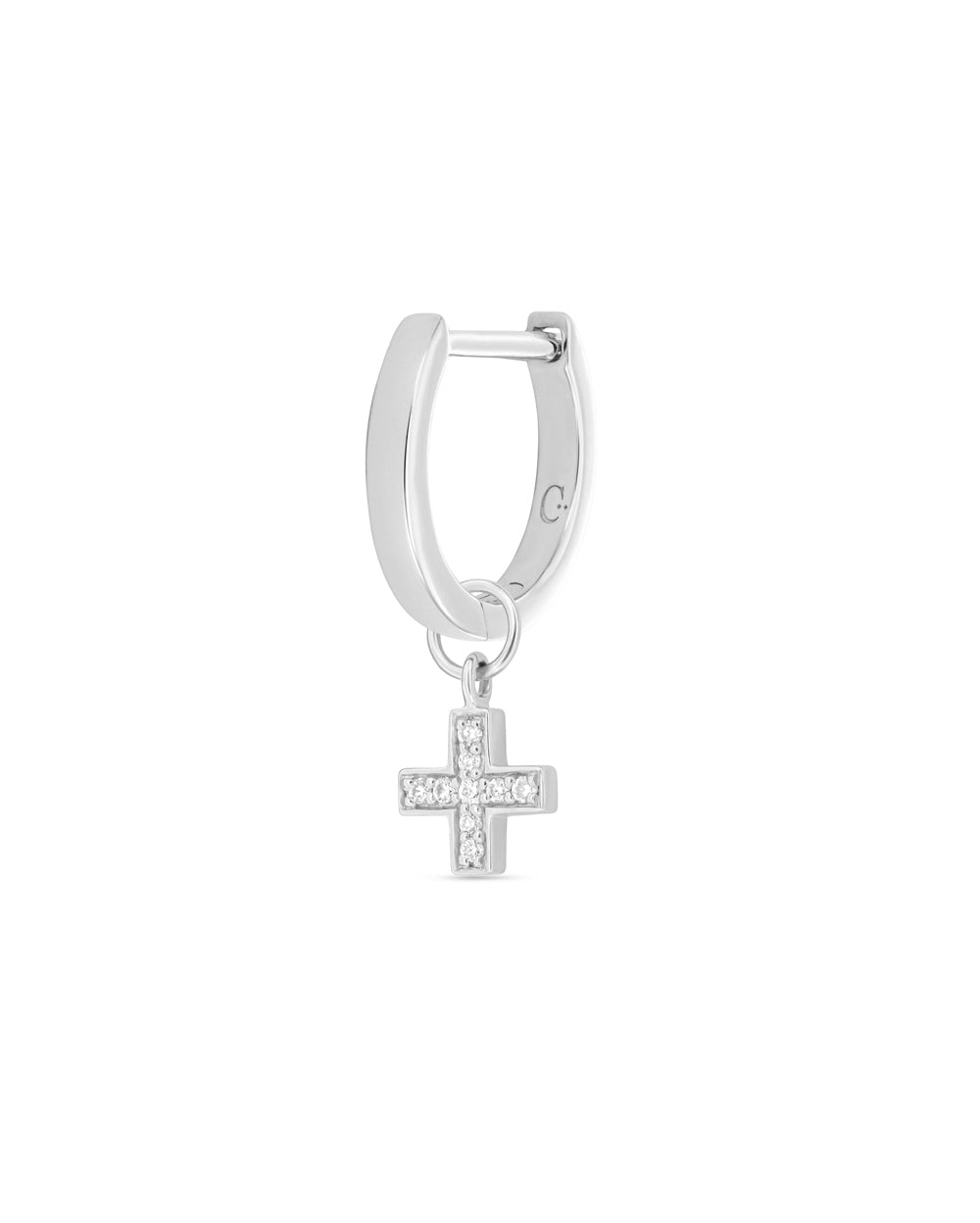 Covetear Diamond Cross Hoop Charm#material_14k_White_Gold