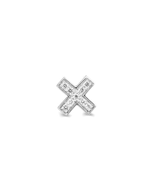 Covetear Diamond Cross Cartilage Earring #material_14k_White_Gold