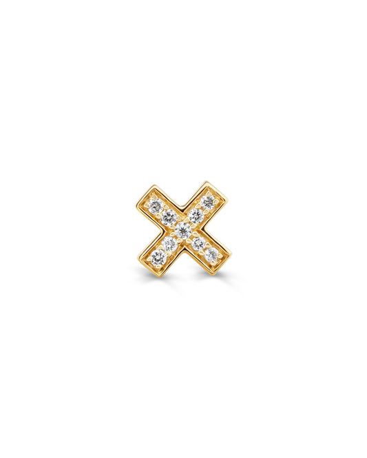 Covetear Diamond Cross Cartilage Earring#material_14k_Yellow_Gold