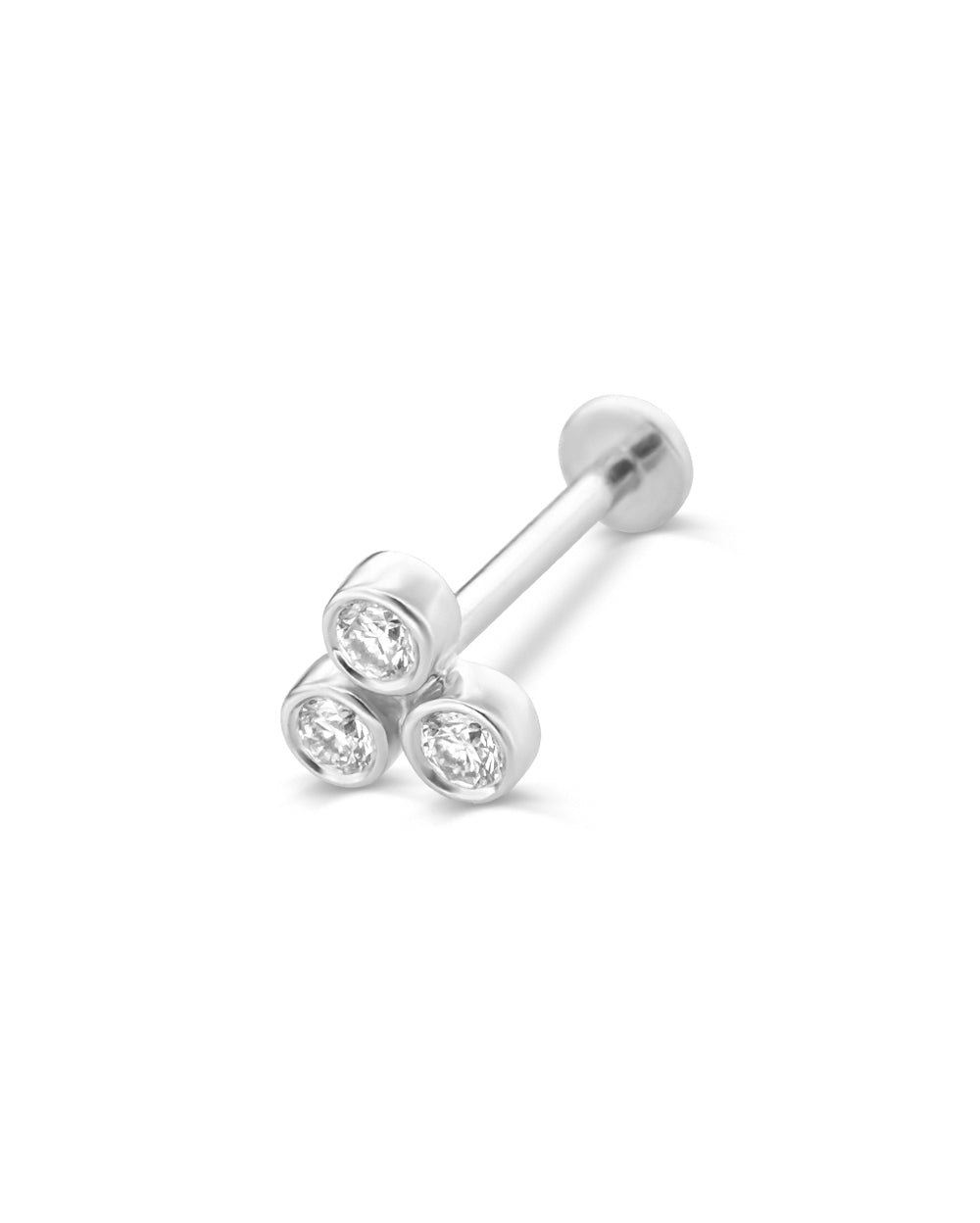 Covetear Classic Diamond Trilogy Cartilage Earring#material_14k_White_Gold