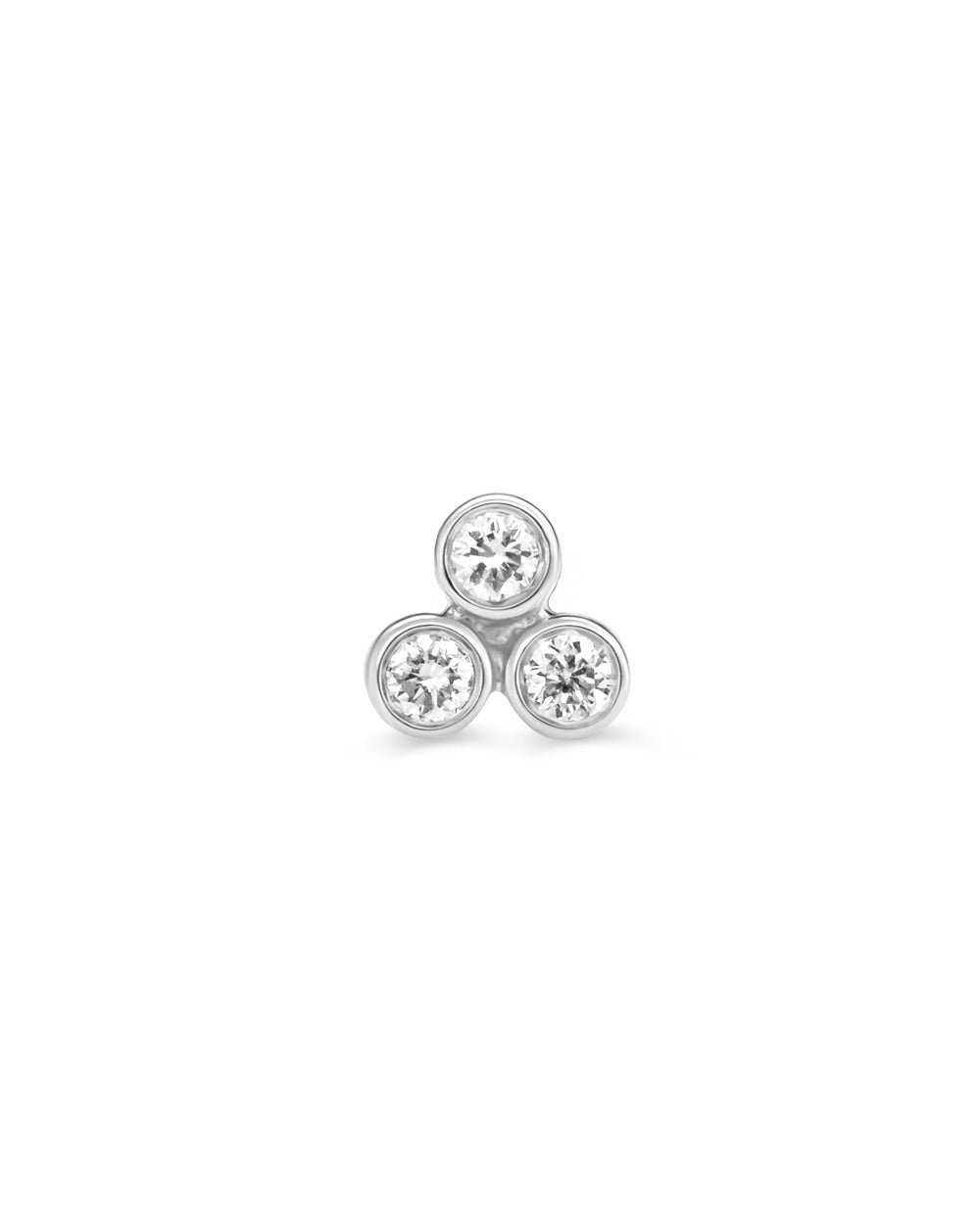 Covetear Classic Diamond Trilogy Cartilage Earring#material_14k_White_Gold