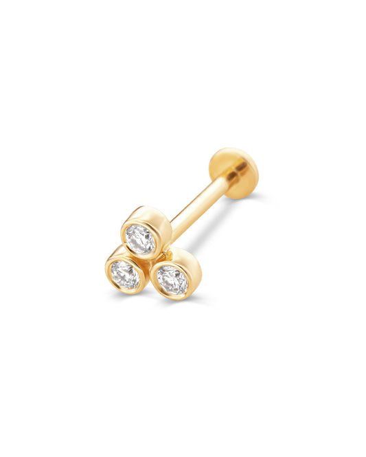 Covetear Classic Diamond Trilogy Cartilage Earring#material_14k_Yellow_Gold