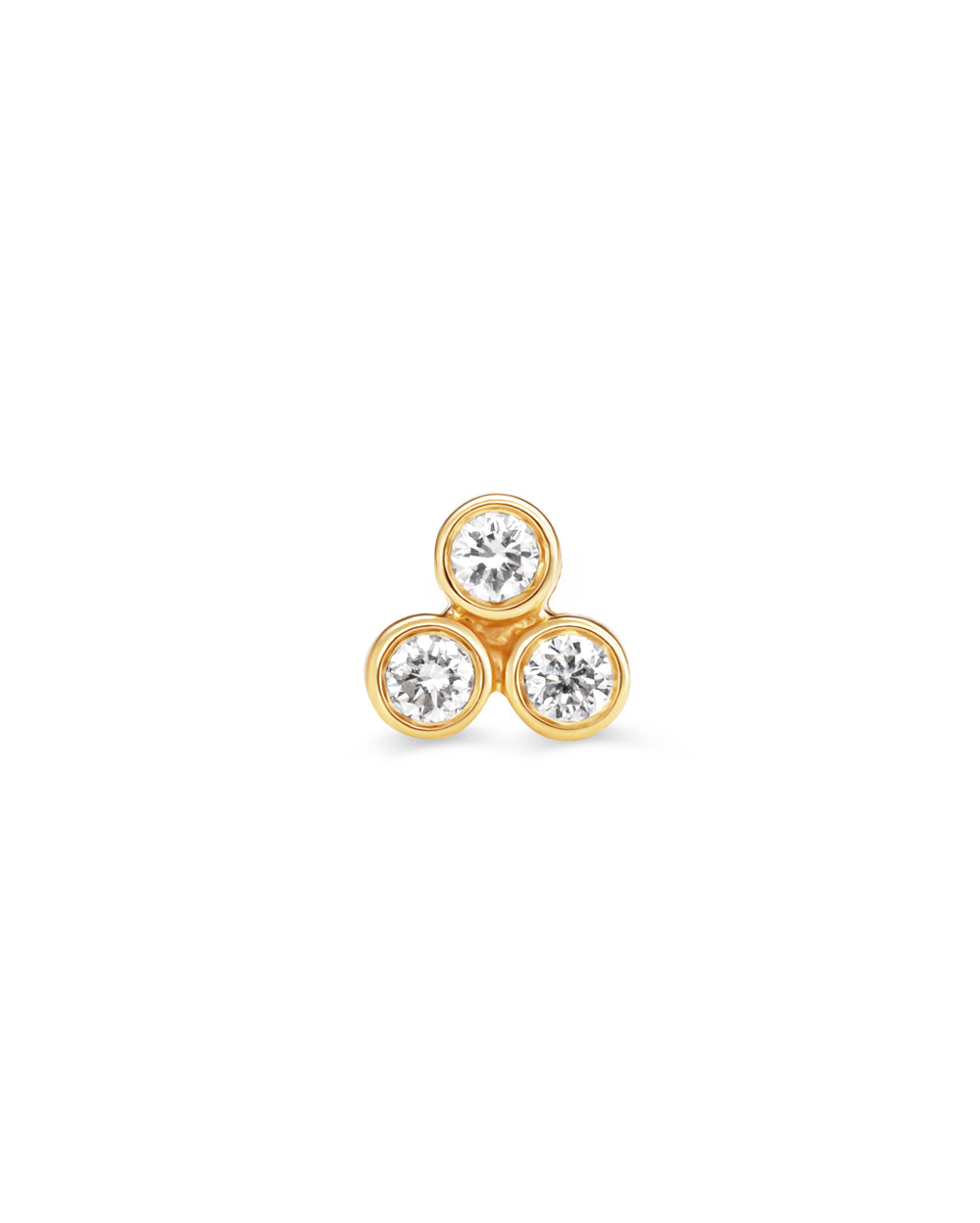 Covetear Classic Diamond Trilogy Cartilage Earring#material_14k_Yellow_Gold