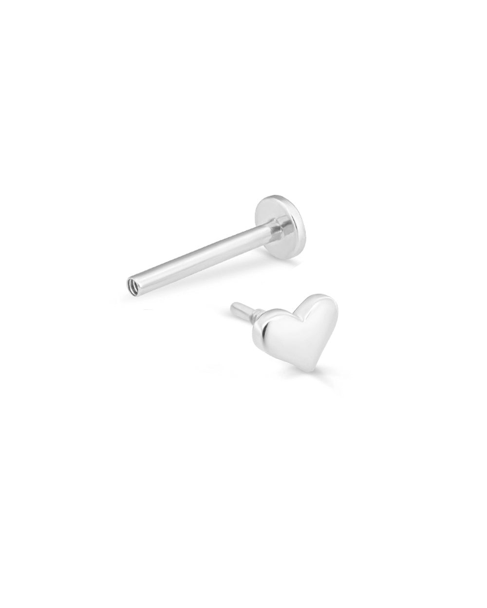 Covetear Classic Sweet Heart Cartilage Earring#material_14k_White_Gold