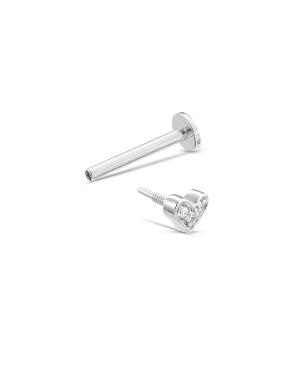 Covetear Diamond Heart Cartilage Earring#material_14k_White_Gold