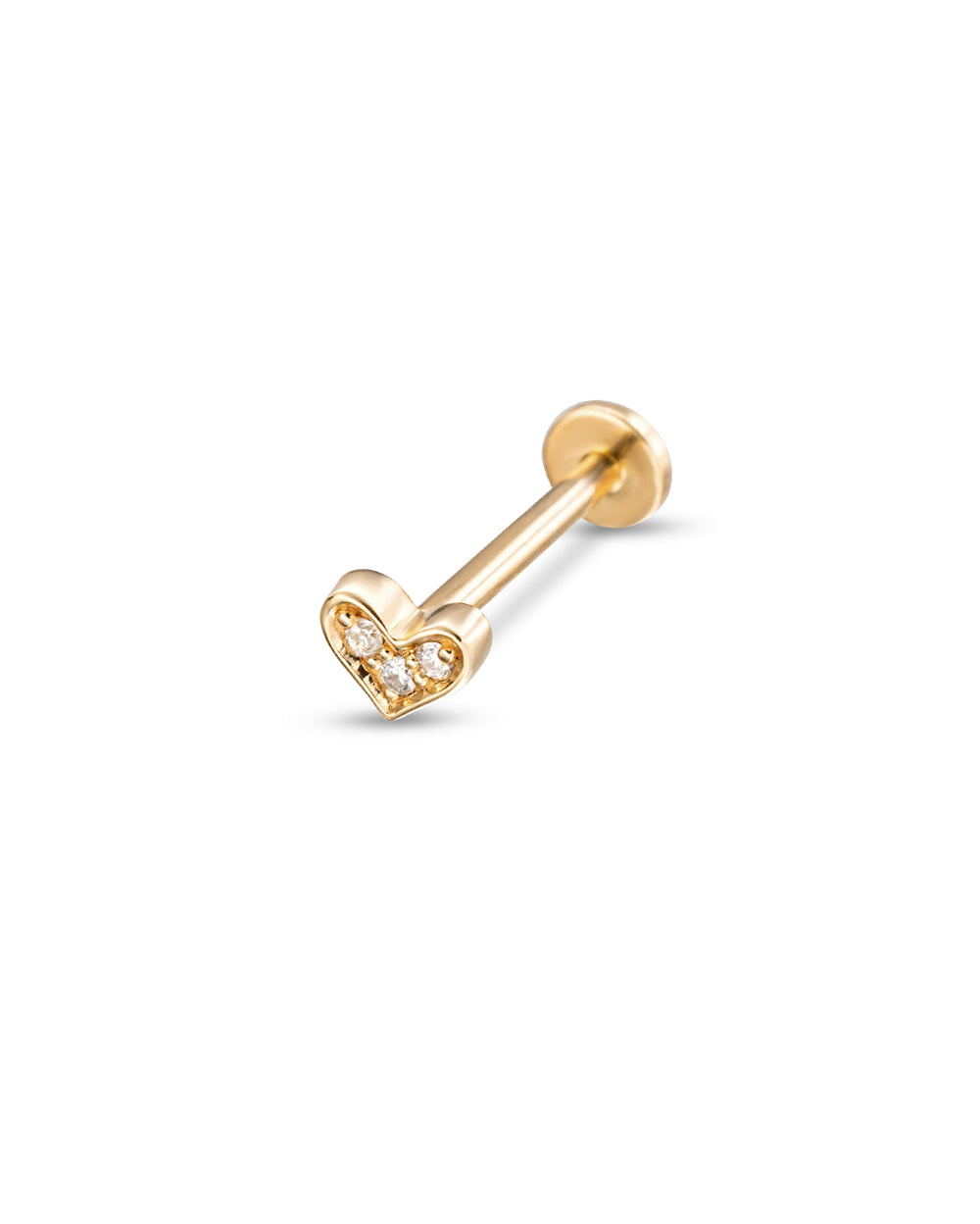 Covetear Diamond Heart Cartilage Earring#material_14k_Yellow_Gold