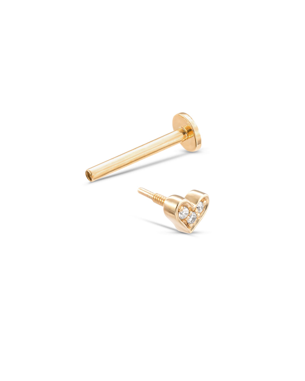 Covetear Diamond Heart Cartilage Earring#material_14k_Yellow_Gold