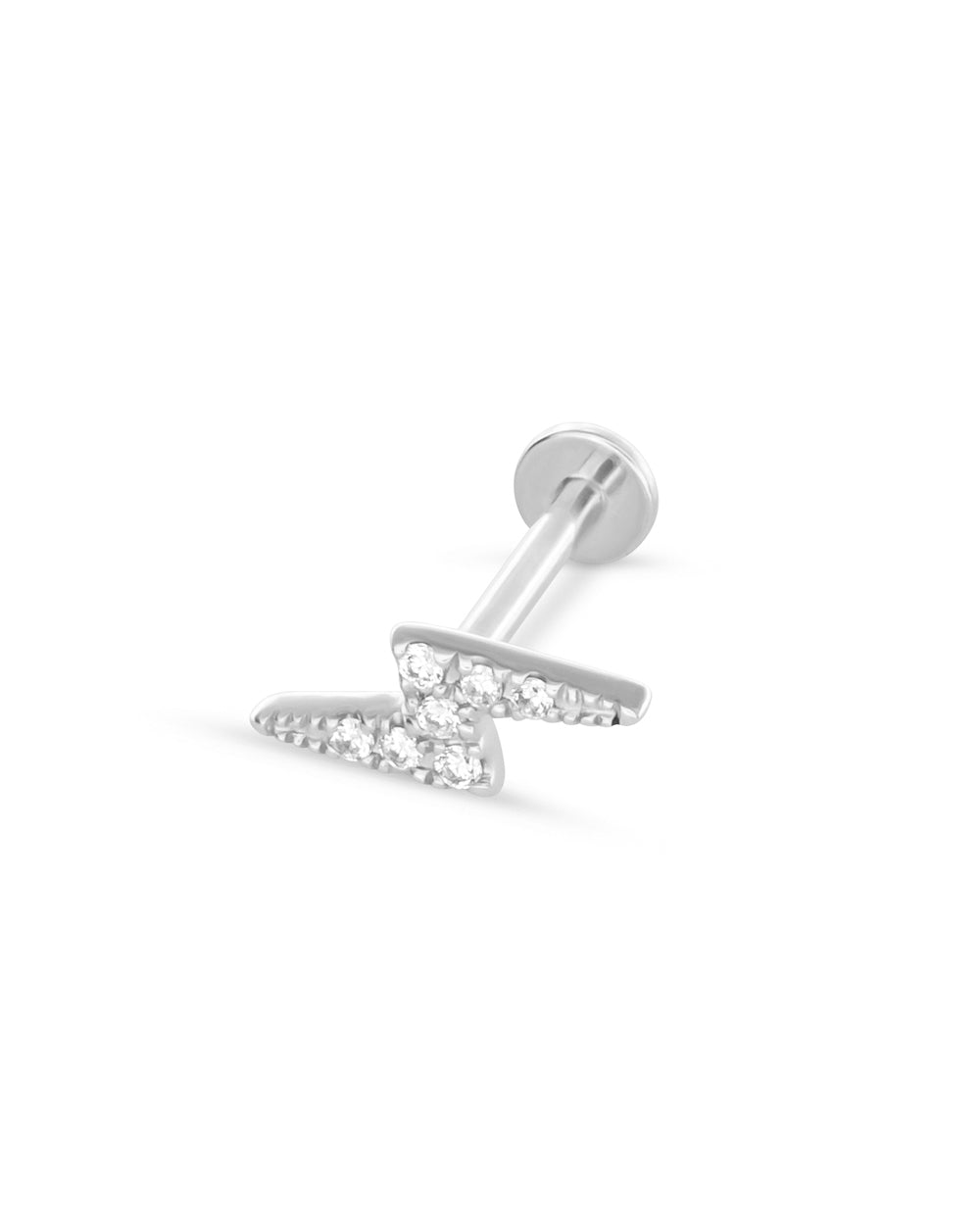 Covetear Diamond Bolt Cartilage Earring#material_14k_White_Gold