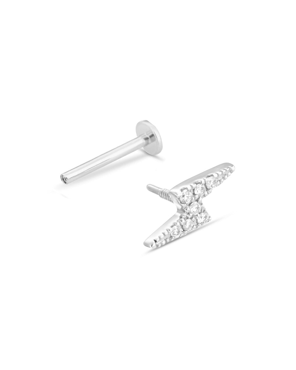 Covetear Diamond Bolt Cartilage Earring#material_14k_White_Gold