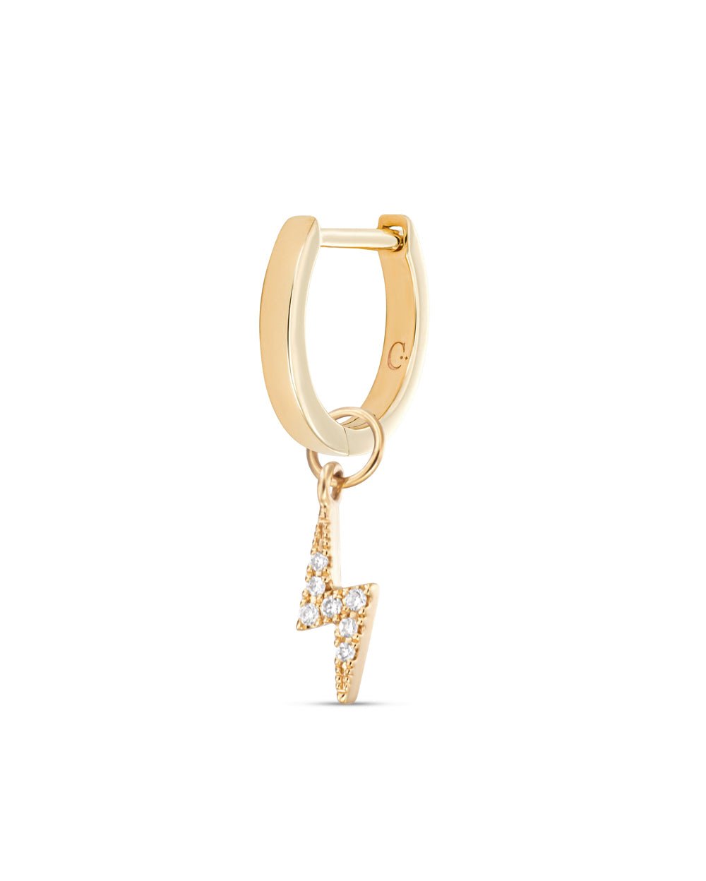 Covetear Diamond Bolt Hoop Charm#material_14k_Yellow_Gold