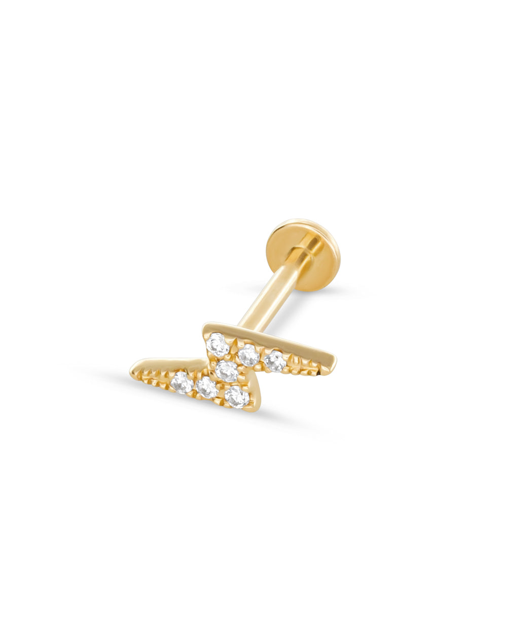 Covetear Diamond Bolt Cartilage Earring#material_14k_Yellow_Gold