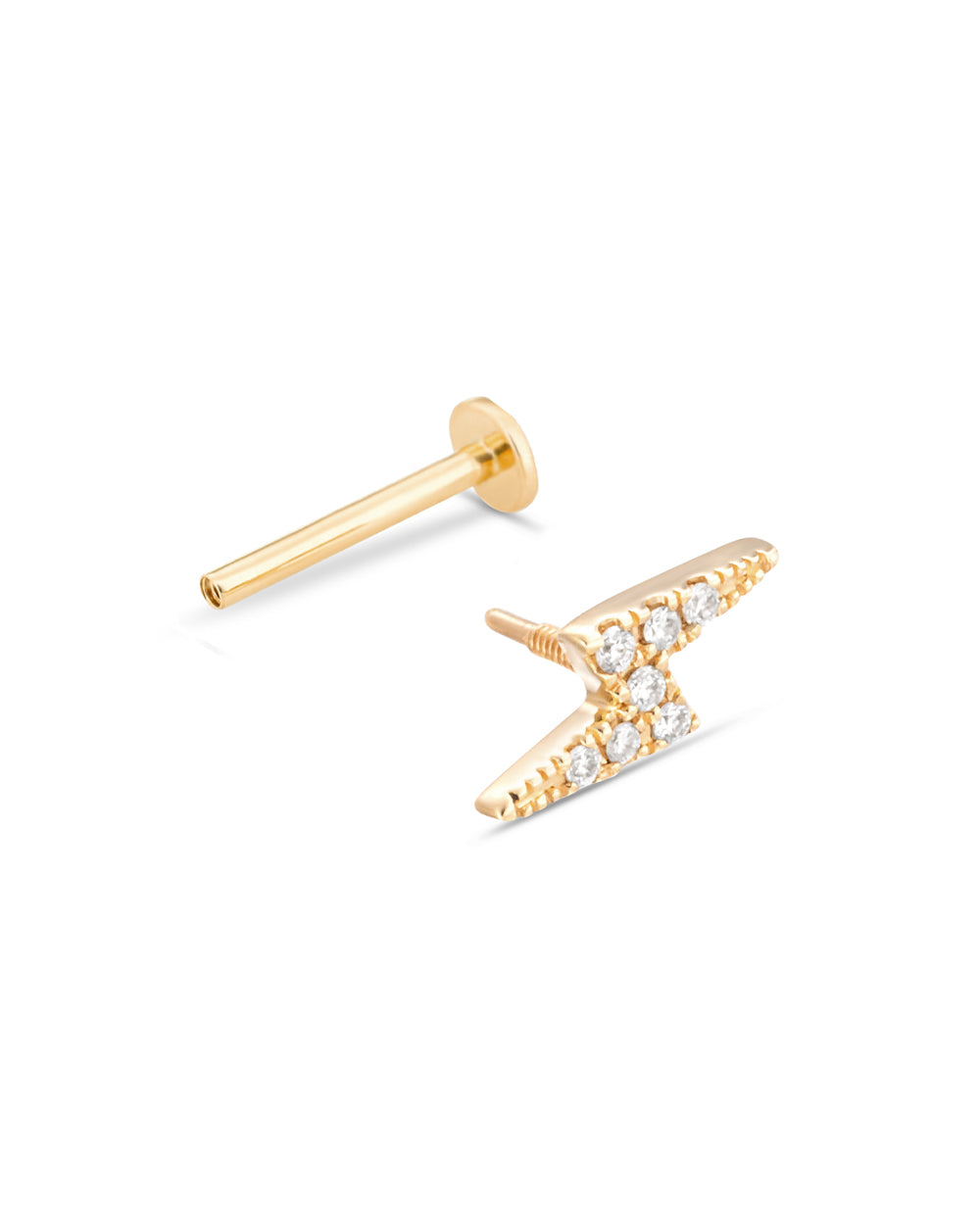 Covetear Diamond Bolt Cartilage Earring#material_14k_Yellow_Gold