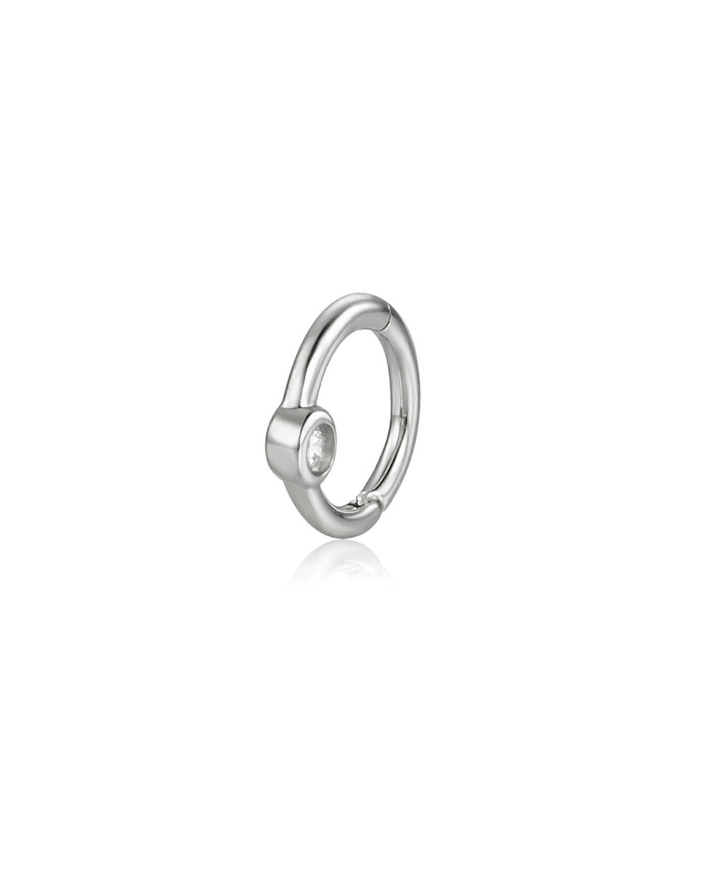 Covetear Classic Solitaire Ring Cartilage Earring#material_14k_White_Gold