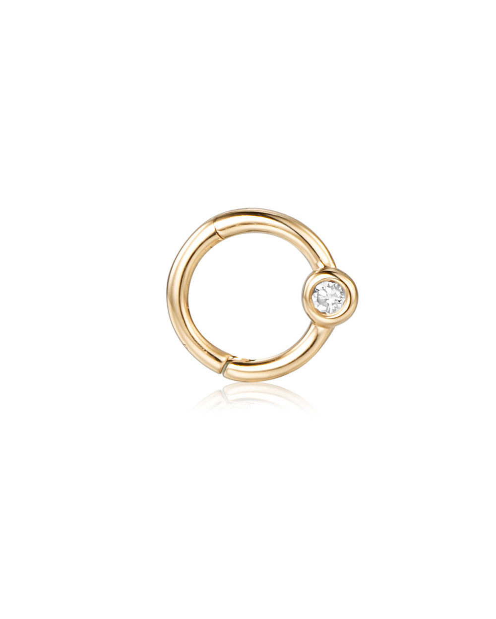 Covetear Classic Solitaire Ring Cartilage Earring#material_14k_Yellow_Gold