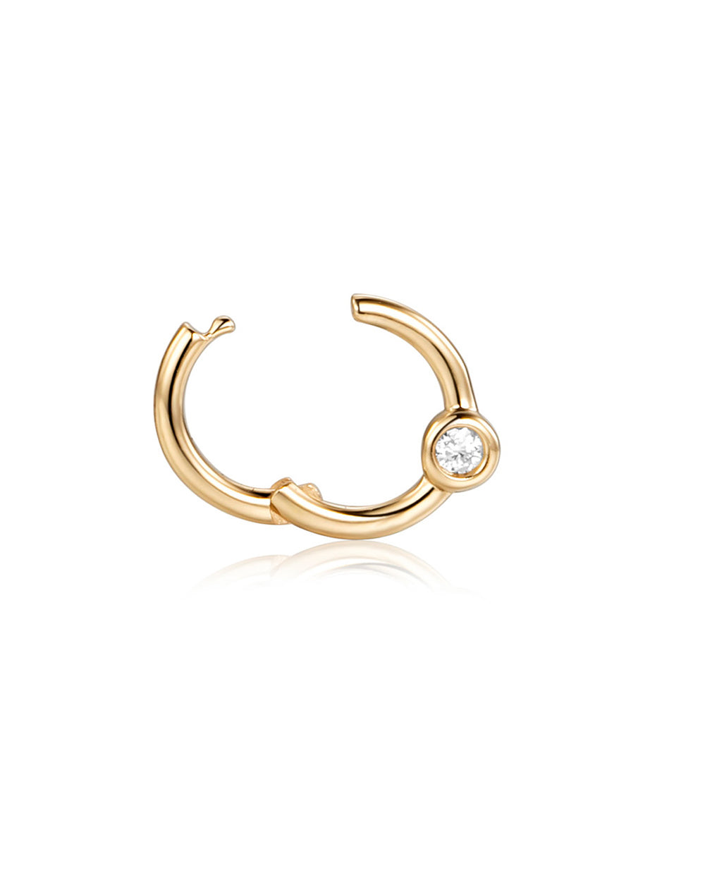 Covetear Classic Solitaire Ring Cartilage Earring#material_14k_Yellow_Gold