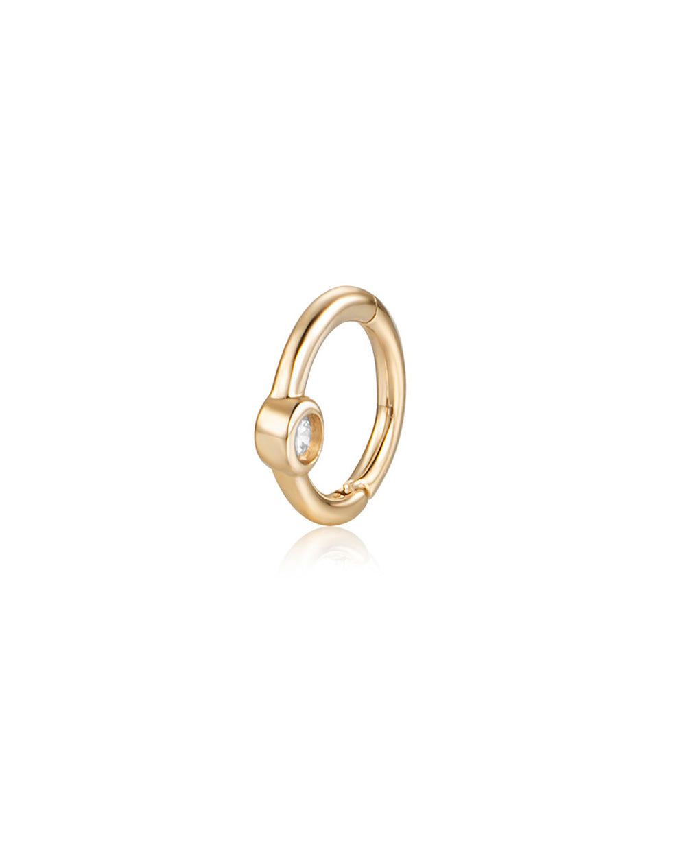 Covetear Classic Solitaire Ring Cartilage Earring#material_14k_Yellow_Gold