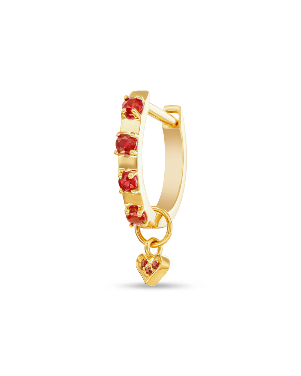 Covetear Ruby Heart Hoop Charm#material_14k_Yellow_Gold