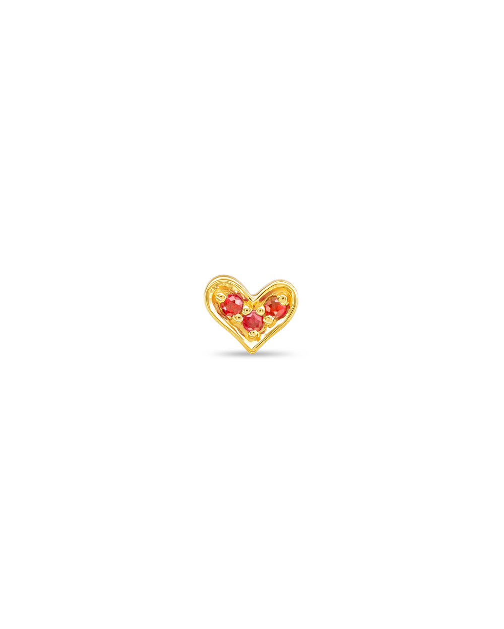 Covetear Ruby Heart Cartilage Earring#material_14k_Yellow_Gold