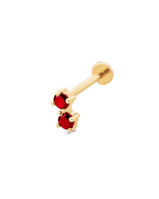 Covetear Ruby Petit Duo Cartilage Earring #material_14k_Yellow_Gold