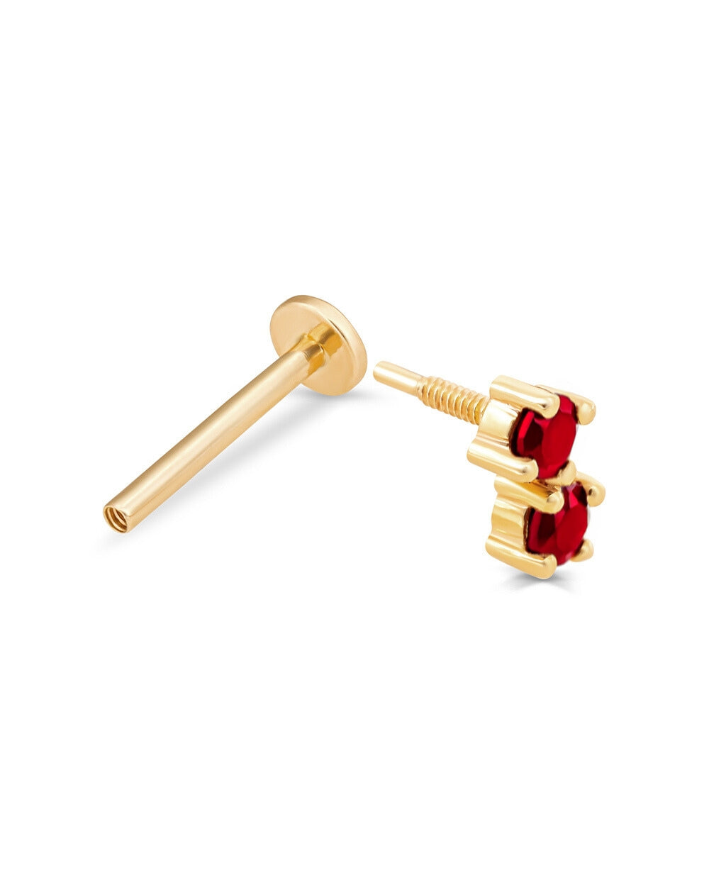 Covetear Ruby Petit Duo Cartilage Earring #material_14k_Yellow_Gold