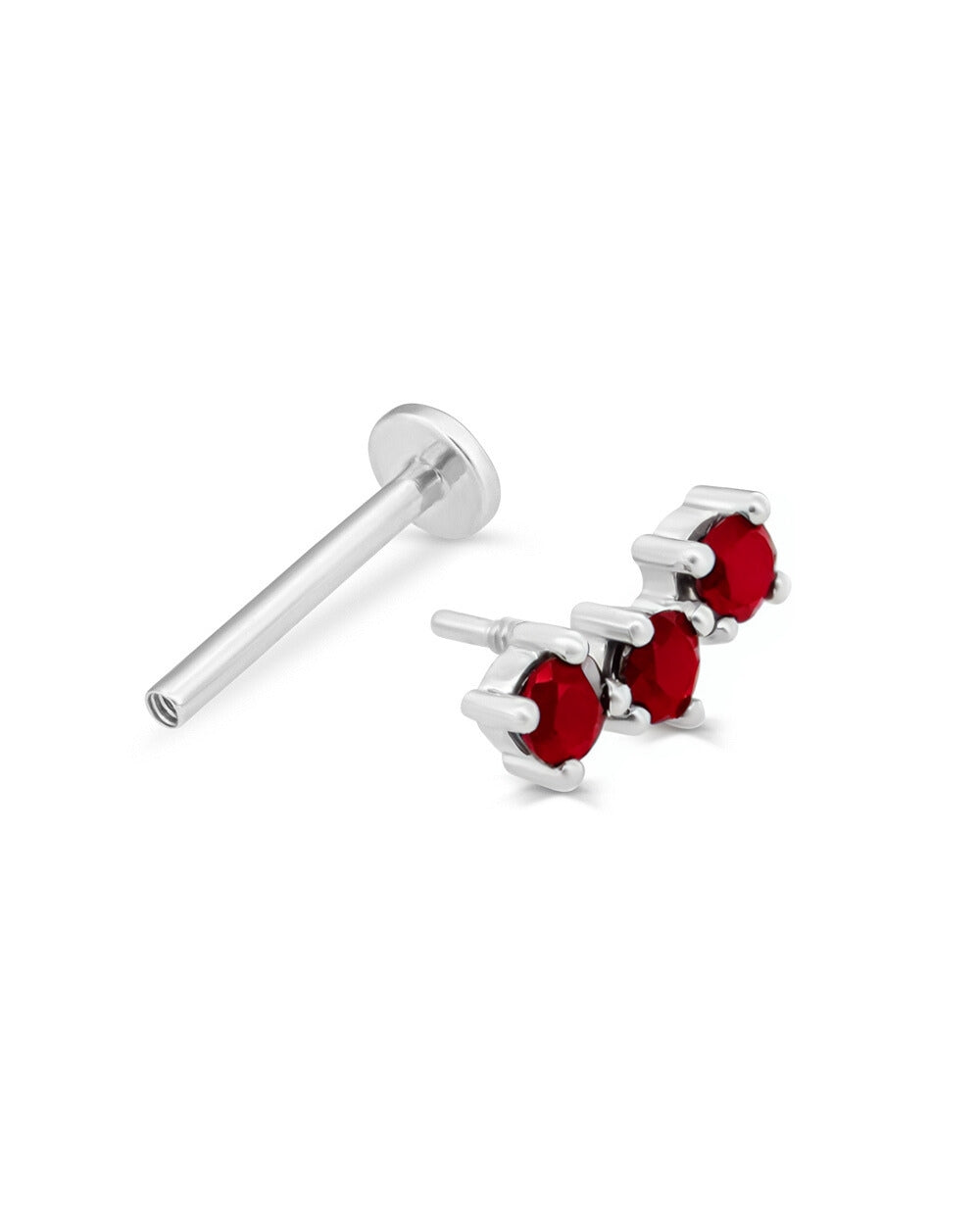 Covetear Ruby Petit Trilogy Cartilage Earring#material_14k_White_Gold