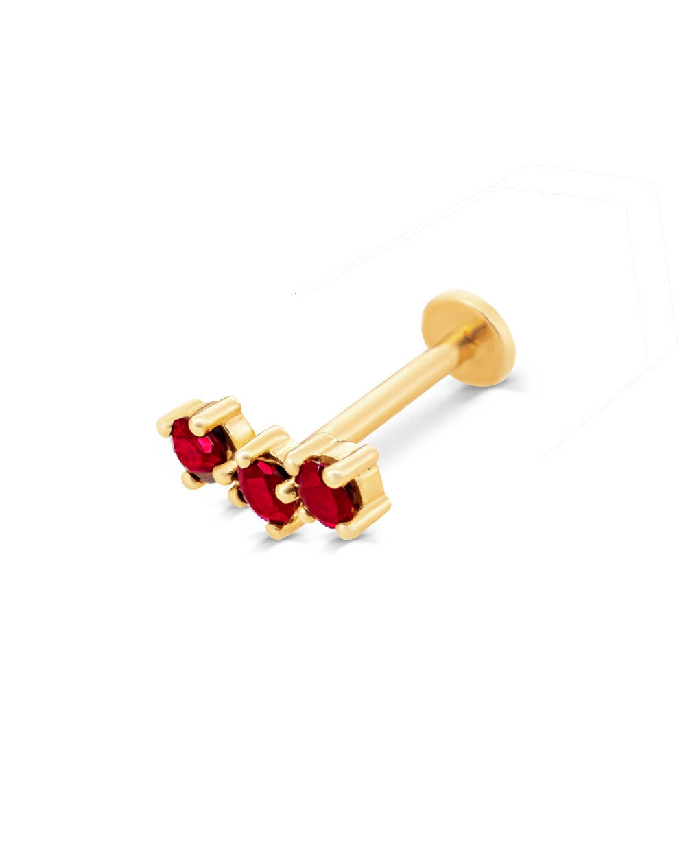 Covetear Ruby Petit Trilogy Cartilage Earring#material_14k_Yellow_Gold