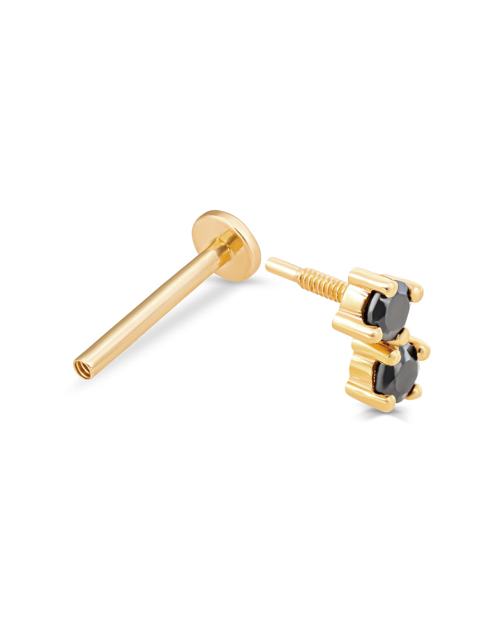 Covetear Black Petit Duo Cartilage Earring#material_14k_YELLOW_Gold