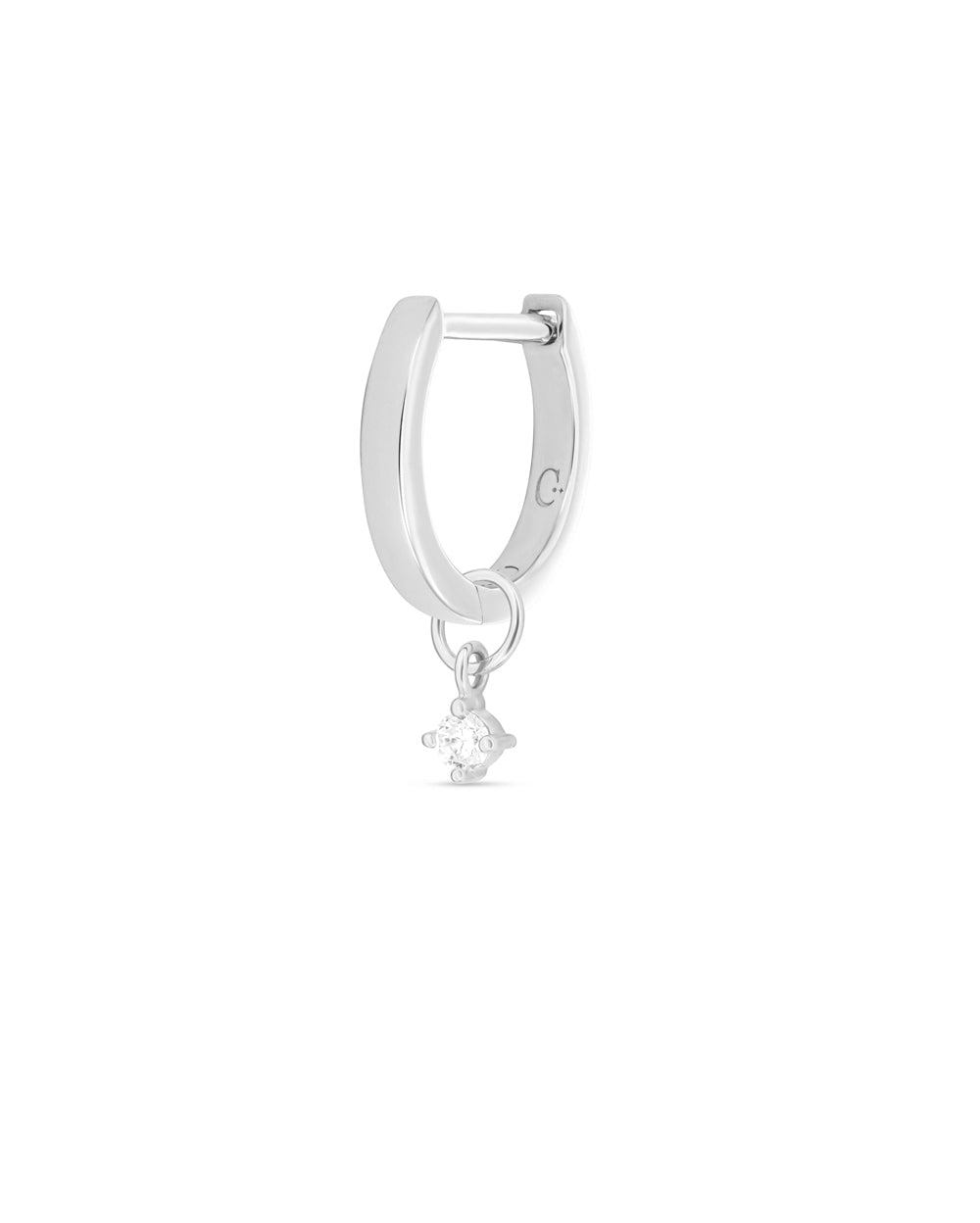 Covetear Petit Diamond Solitaire Hoop Charm#material_14k_White_Gold