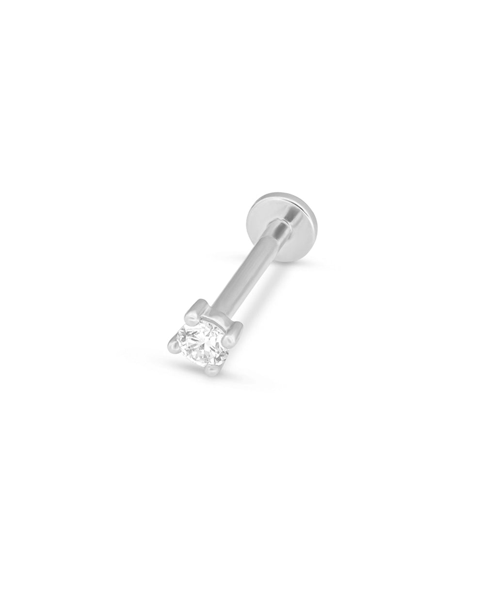 Covetear Diamond Petit Solitaire Cartilage Earring#material_14k_White_Gold