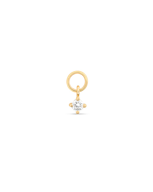 Covetear Petit Diamond Solitaire Hoop Charm#material_14k_Yellow_Gold