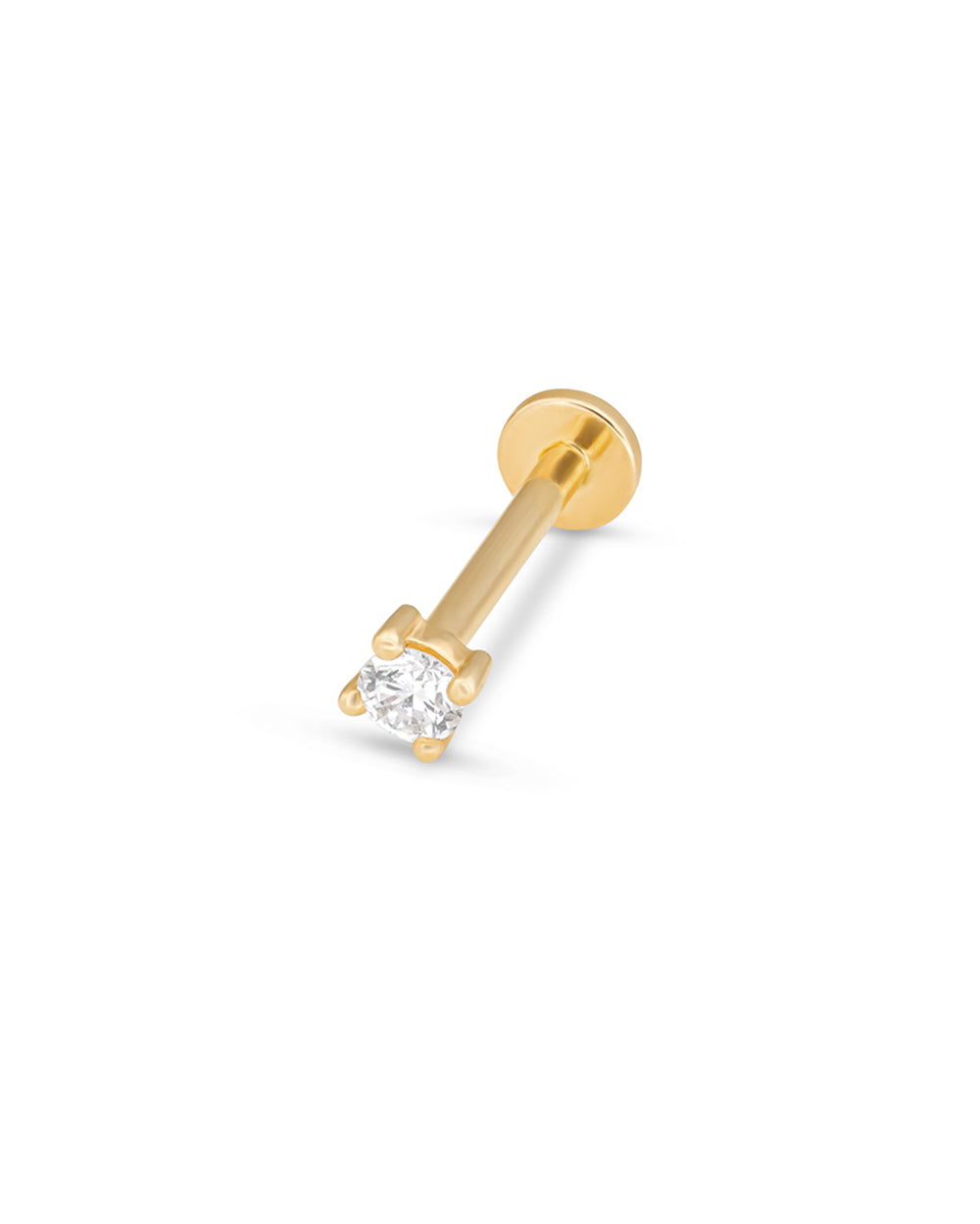 Covetear Diamond Petit Solitaire Cartilage Earring#material_14k_Yellow_Gold