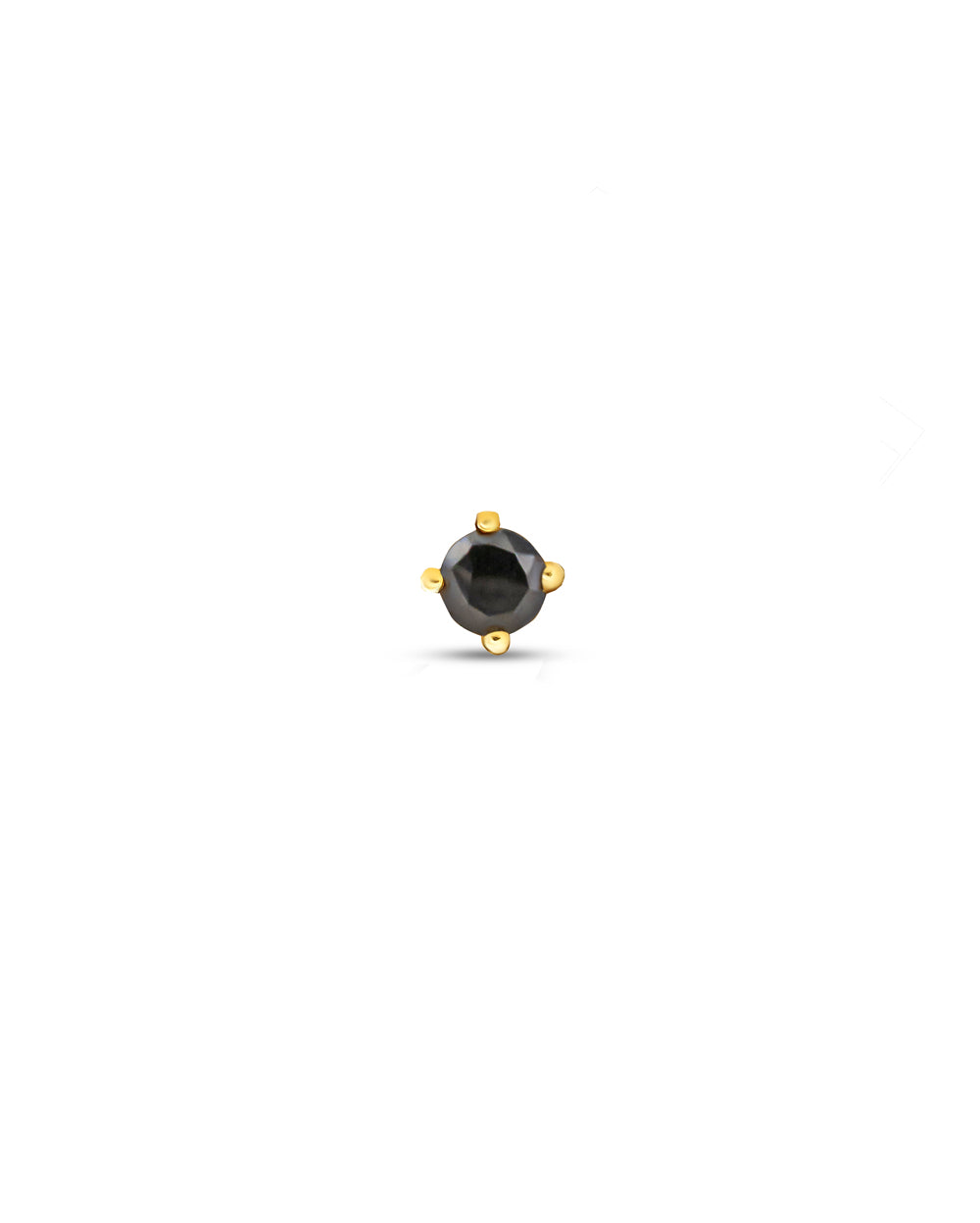 Covetear Black Petit Solitaire Cartilage Earring#material_14k_Yellow_Gold