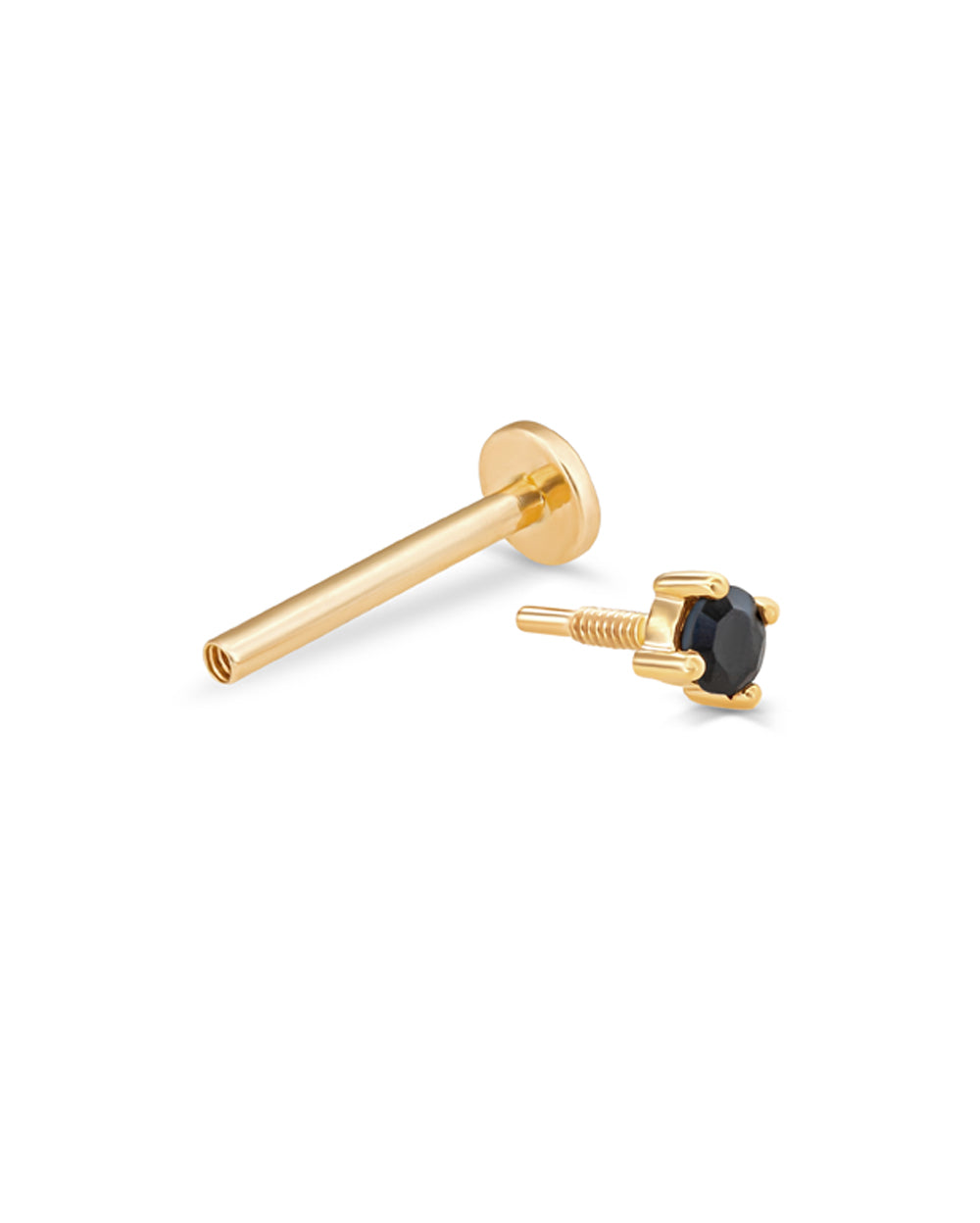 Covetear Black Petit Solitaire Cartilage Earring#material_14k_Yellow_Gold