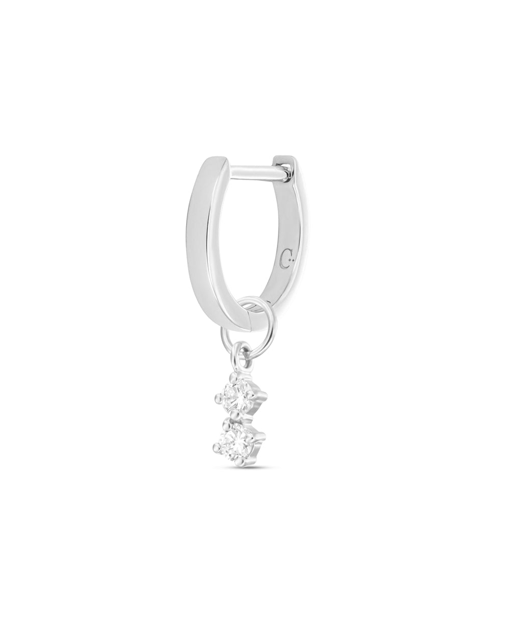 Covetear Petit Diamond Duo Hoop Charm#material_14k_White_Gold