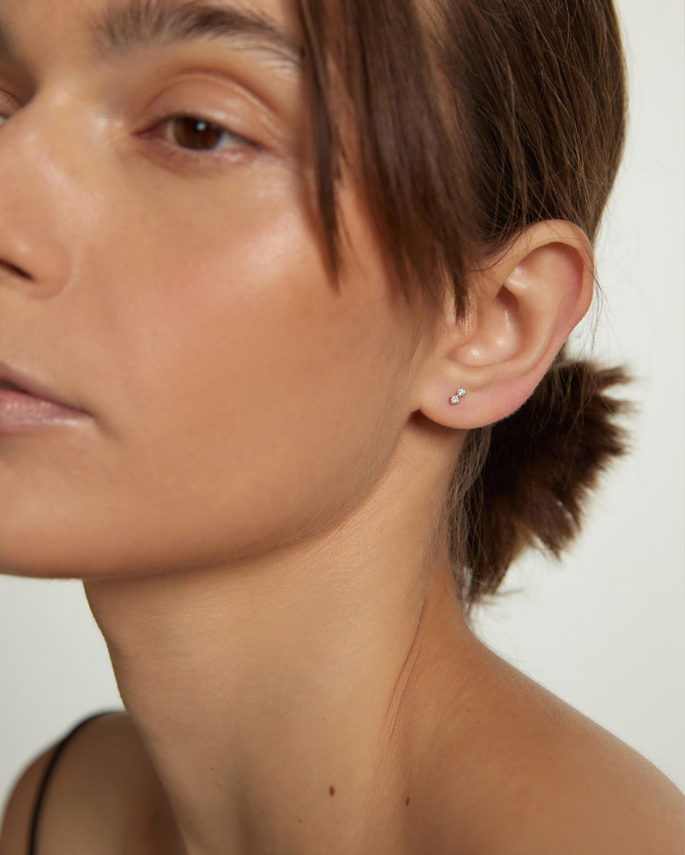 Covetear Diamond Petit Duo Cartilage Earring#material_14k_White_Gold