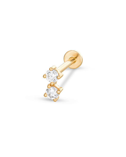 Covetear Diamond Petit Duo Cartilage Earring#material_14k_Yellow_Gold