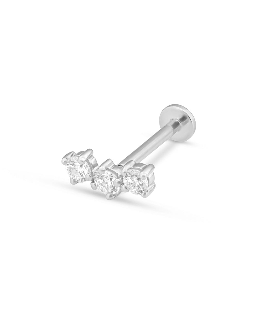 Covetear Diamond Petit Trilogy Cartilage Earring#material_14k_White_Gold