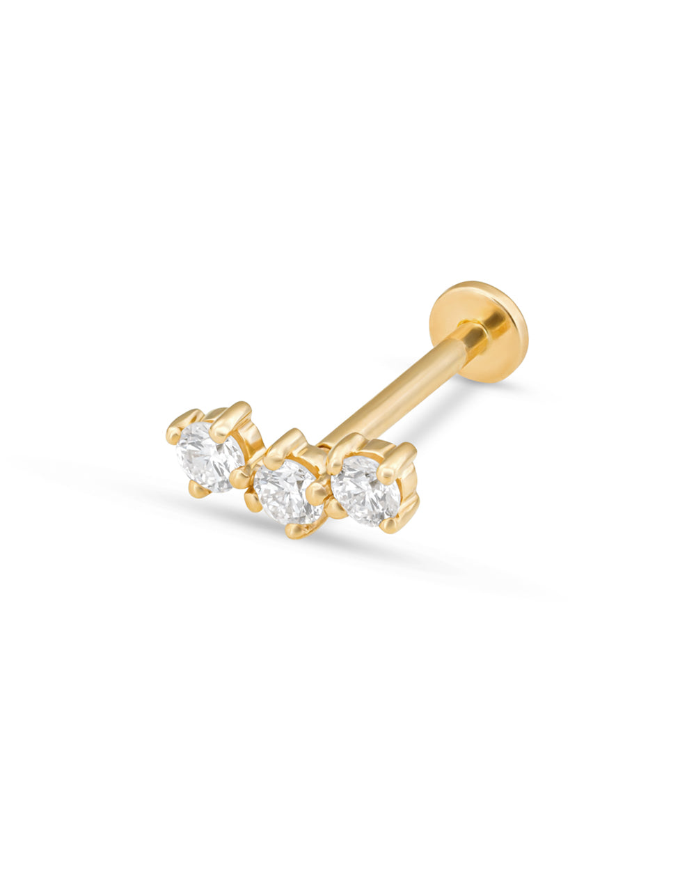 Covetear Diamond Petit Trilogy Cartilage Earring#material_14k_Yellow_Gold