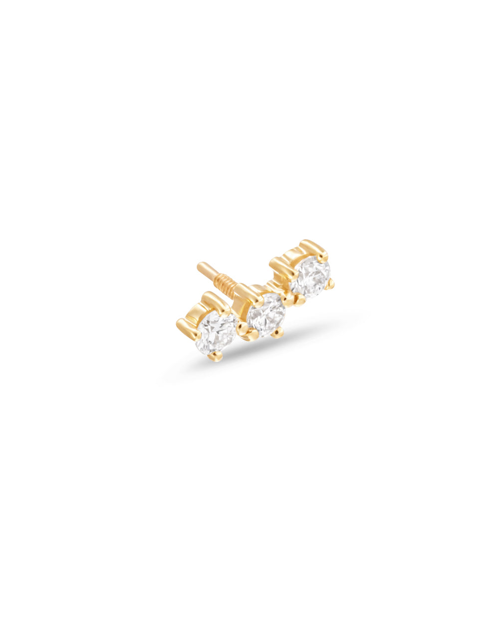 Covetear Diamond Petit Trilogy Cartilage Earring#material_14k_Yellow_Gold