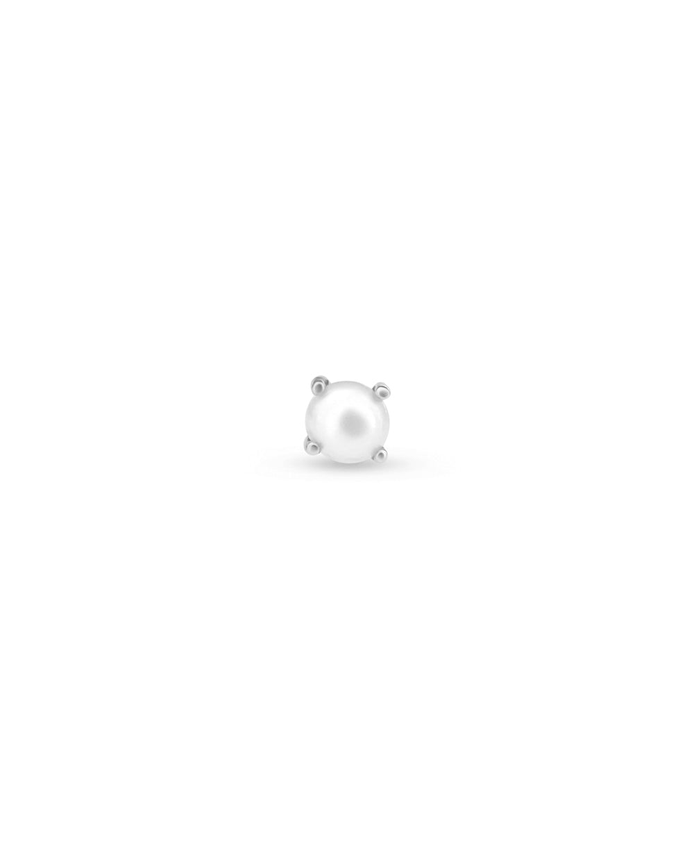 Covetear Pearl Petit Solitaire Cartilage Earring#material_14k_White_Gold