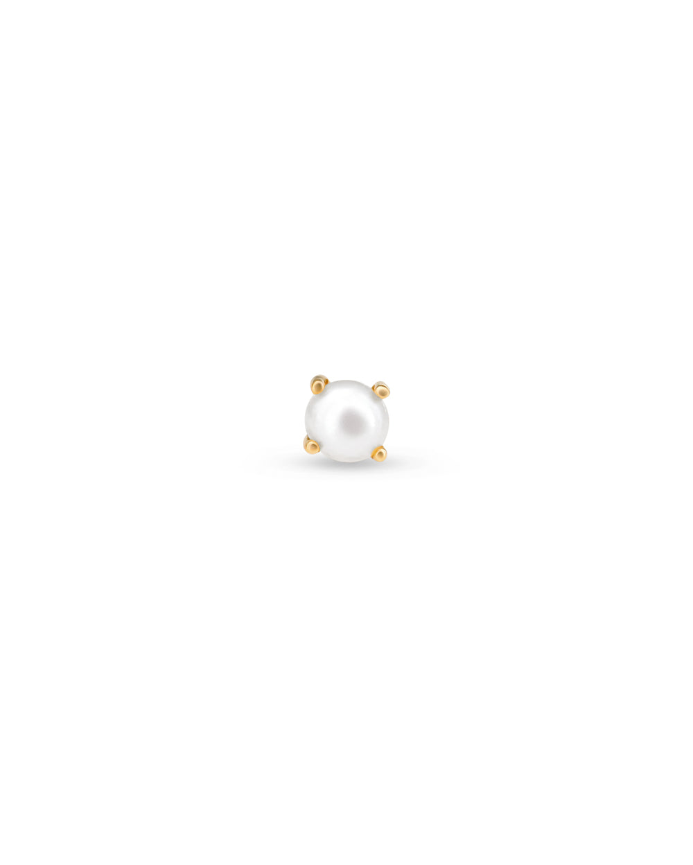Covetear Pearl Petit Solitaire Cartilage Earring#material_14k_Yellow_Gold