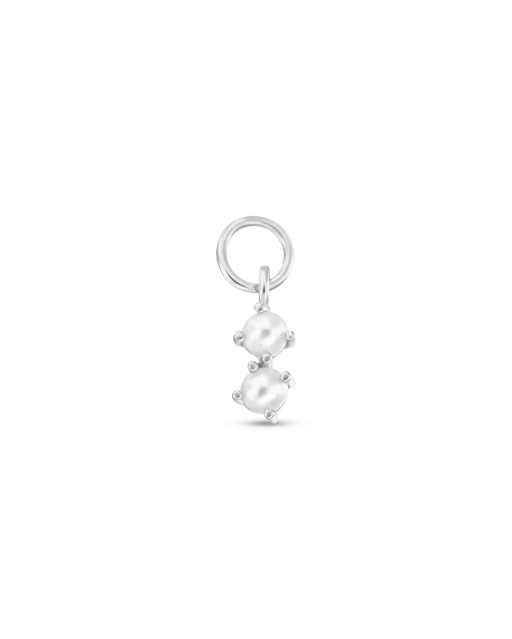 Covetear Petit Pearl Duo Hoop Charm#material_14k_White_Gold