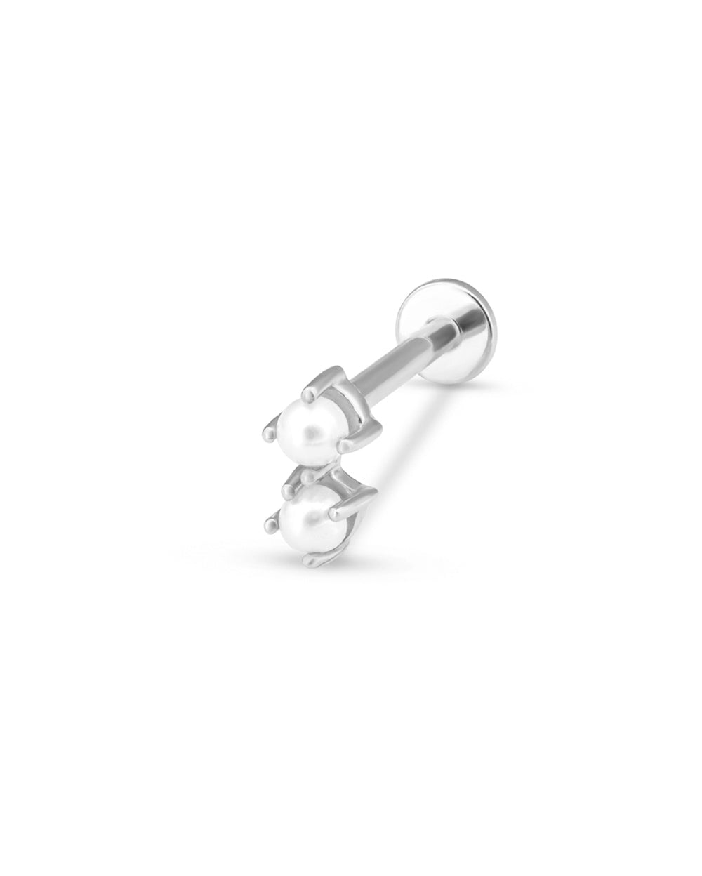 Covetear Pearl Petit Duo Cartilage Earring#material_14k_White_Gold