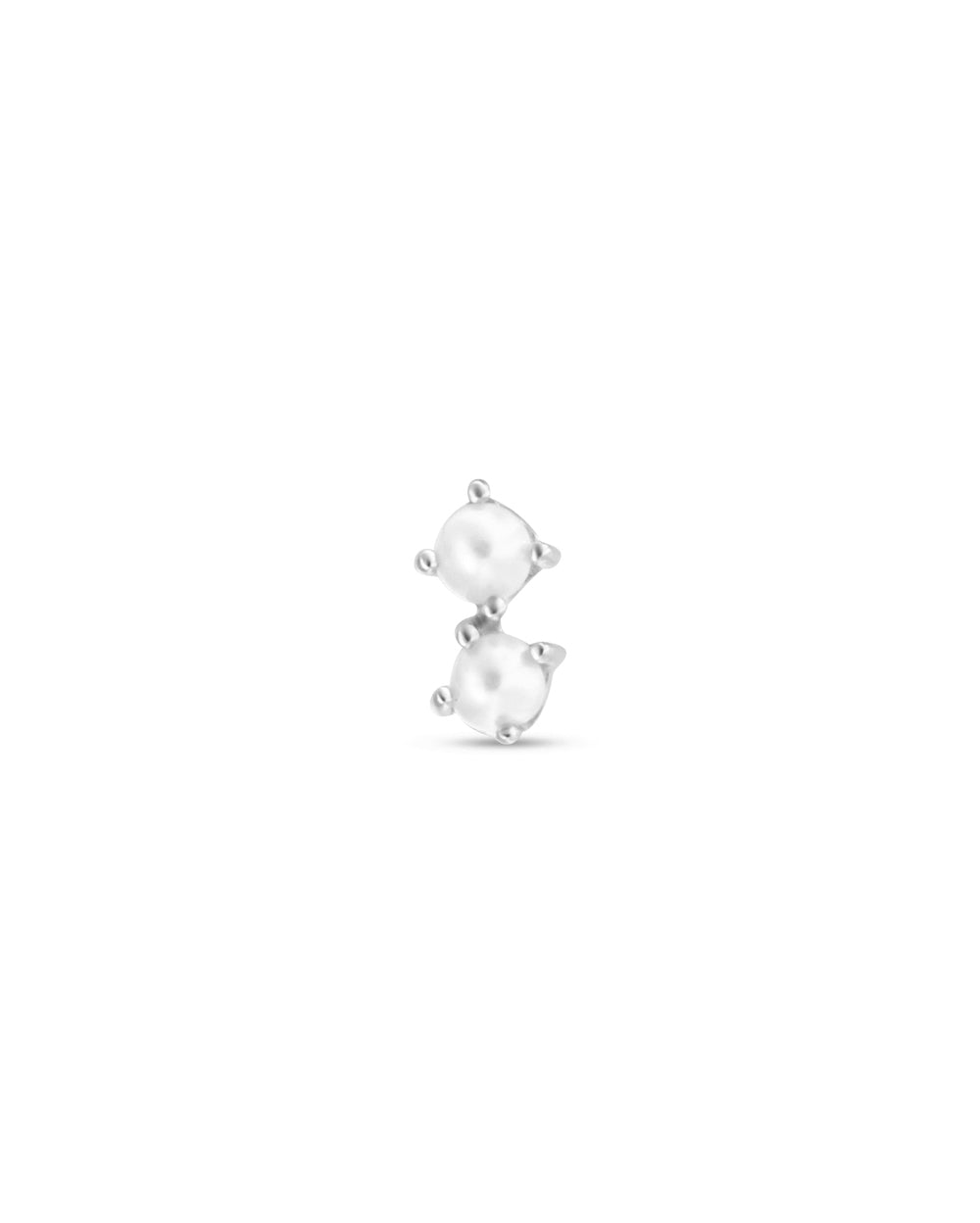 Covetear Pearl Petit Duo Cartilage Earring#material_14k_White_Gold