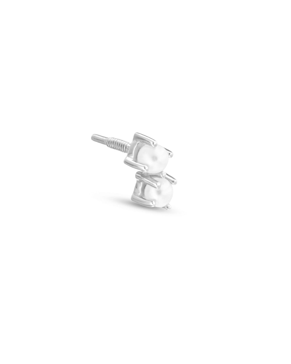 Covetear Pearl Petit Duo Cartilage Earring#material_14k_White_Gold