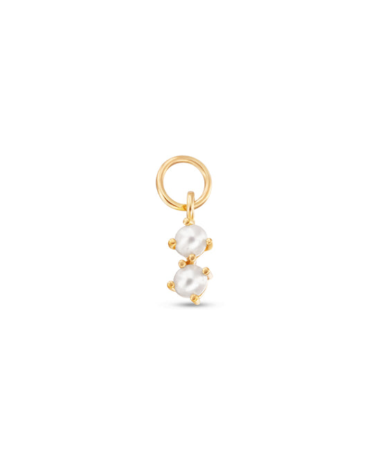 Covetear Petit Pearl Duo Hoop Charm#material_14k_Yellow_Gold