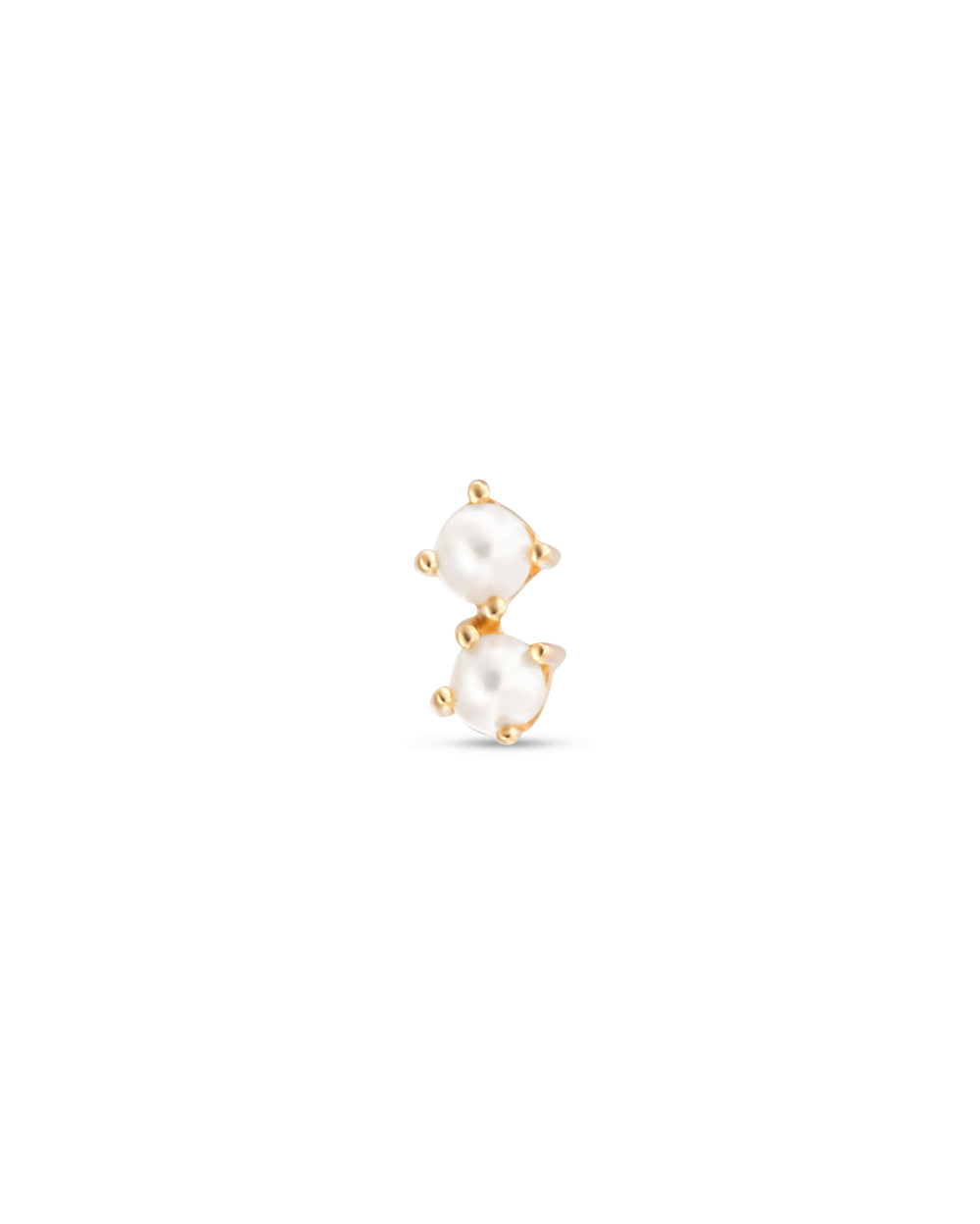 Covetear Pearl Petit Duo Cartilage Earring#material_14k_Yellow_Gold