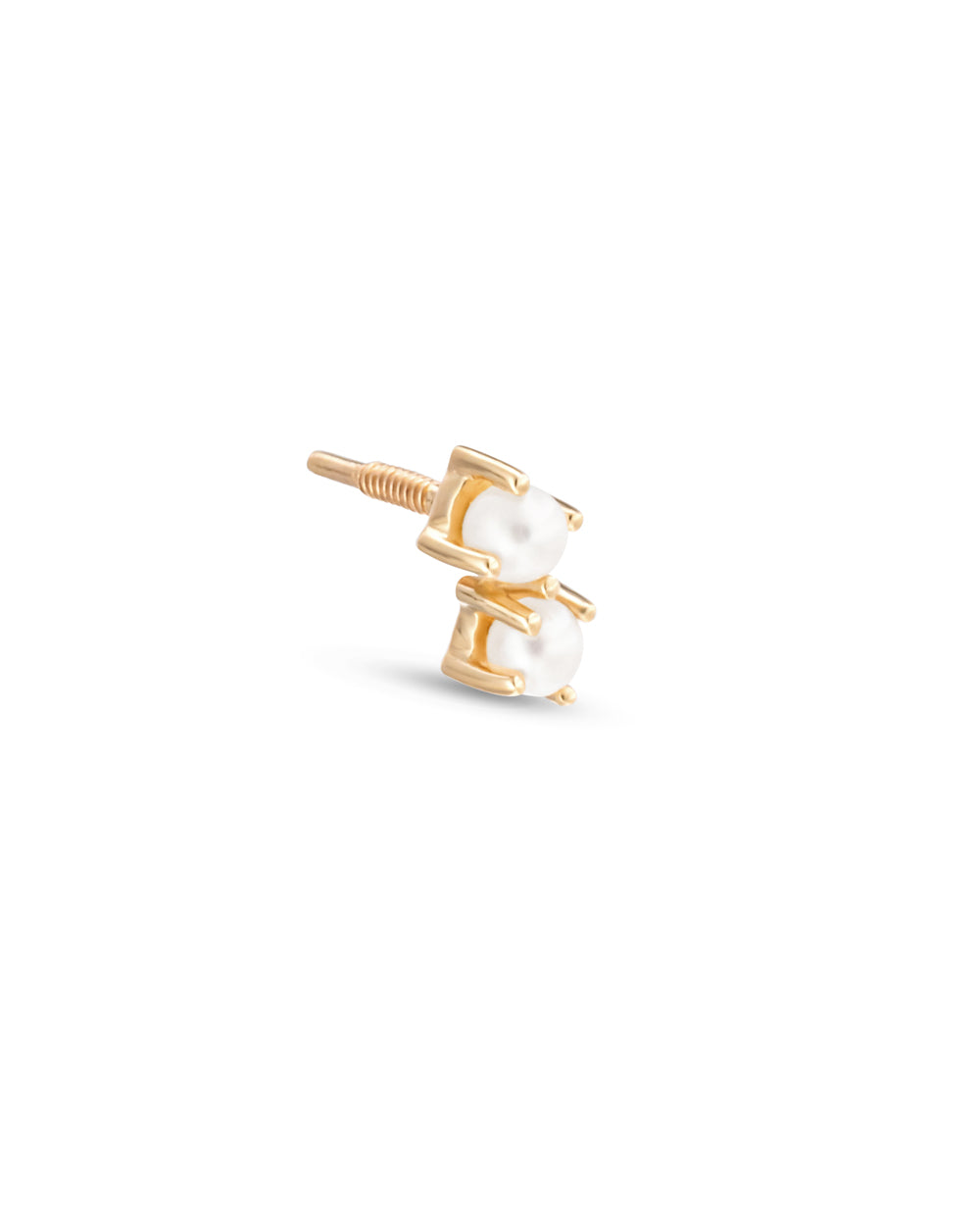 Covetear Pearl Petit Duo Cartilage Earring#material_14k_Yellow_Gold
