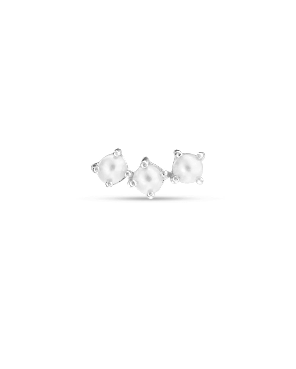 Covetear Pearl Petit Trilogy Cartilage Earring#material_14k_White_Gold